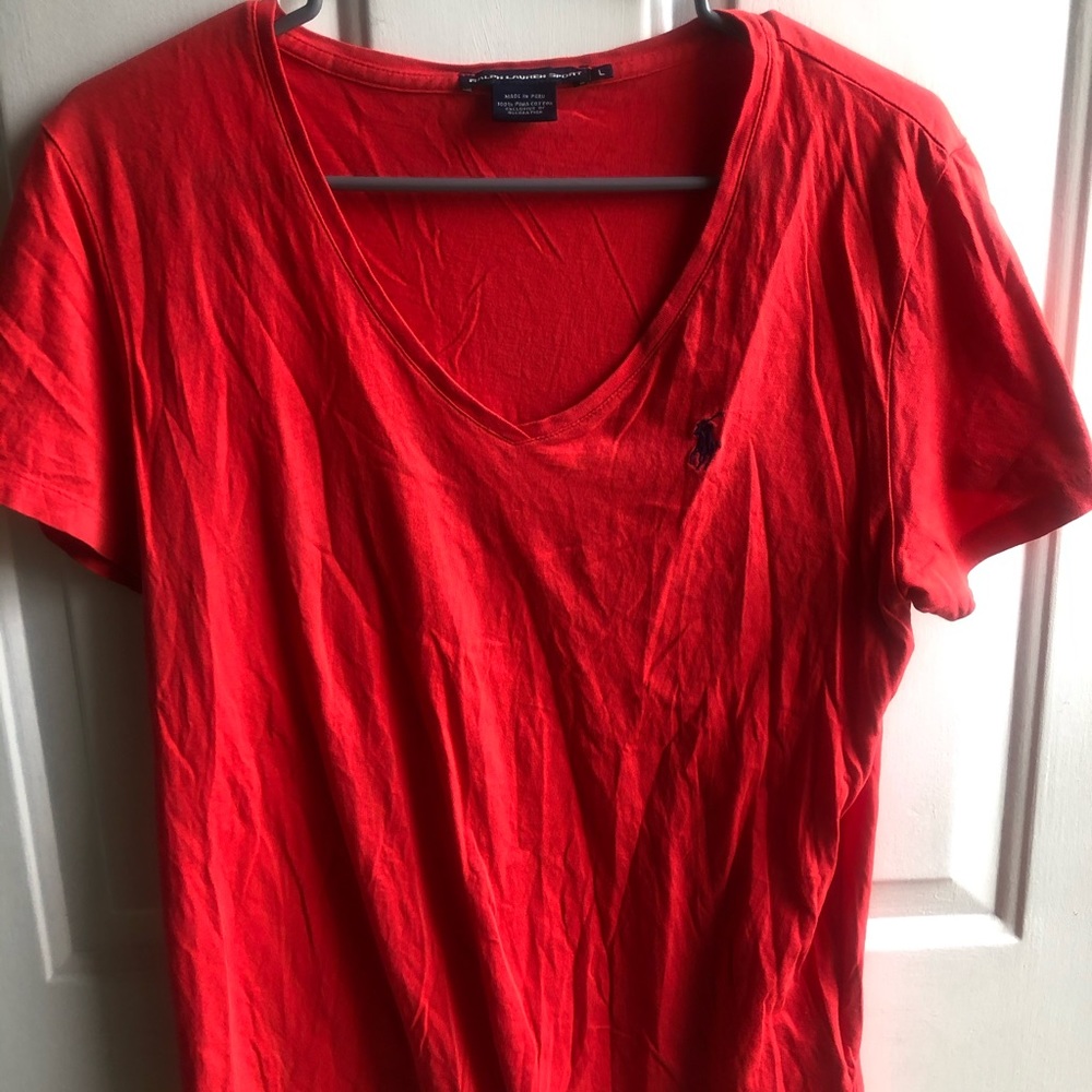 Red polo shirt